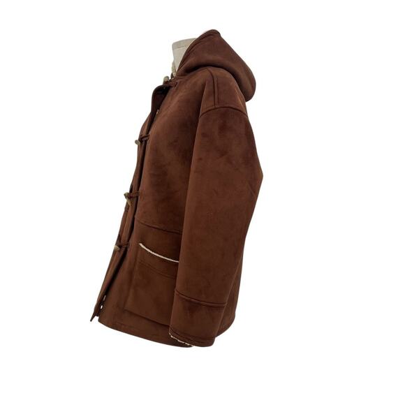 Ralph Lauren Brown Faux Suede Sherpa Toggle Coat Jacket Brown‎ Size Large - Picture 7 of 12